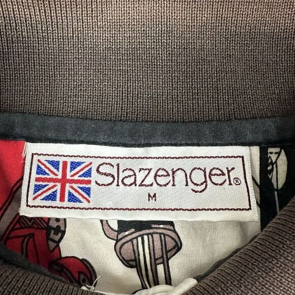 Vintage Slazenger Men's Golf Polo Size M Golf Clubs Print Grand Waikapu STAINS - Picture 6 of 8